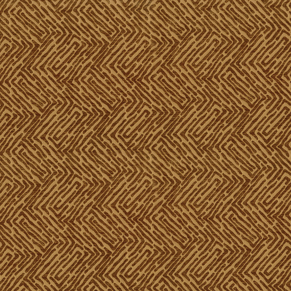 A close-up view of a patterned upholstery fabric featuring a geometric pattern in a brown color |palette| Beautiful Windows Elgin