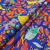 Blue Multi-Color— Floral Design Printed Wide—100% Cotton Poplin Fabric—Sold by the Yard—Available for Nationwide Shipping