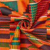 Kante African Print Fabric | Orange Pattern, 54" Wide