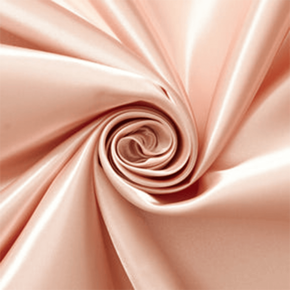 Smooth light pink bridal satin fabric texture close-up sold by BeautifulWindowsElgin.com
