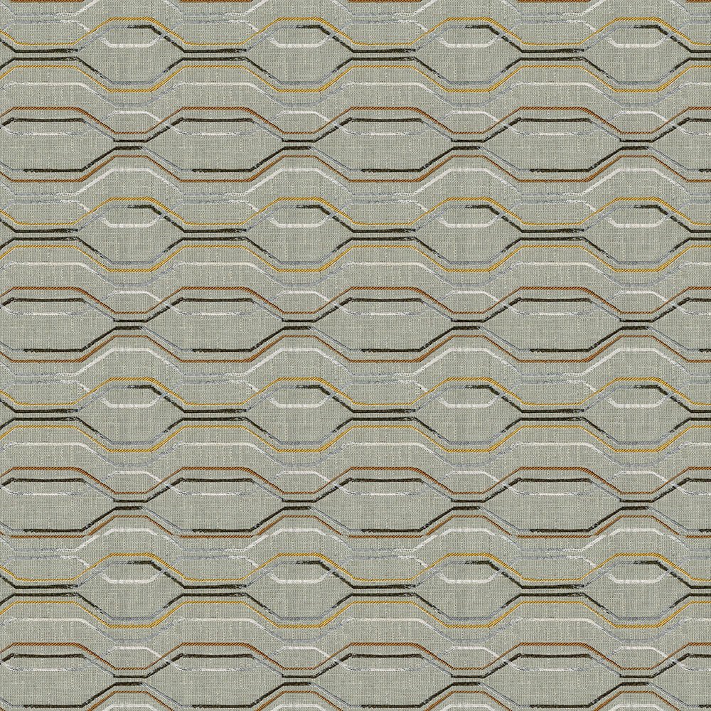 Grey, White Black Gold Upholstery Fabric