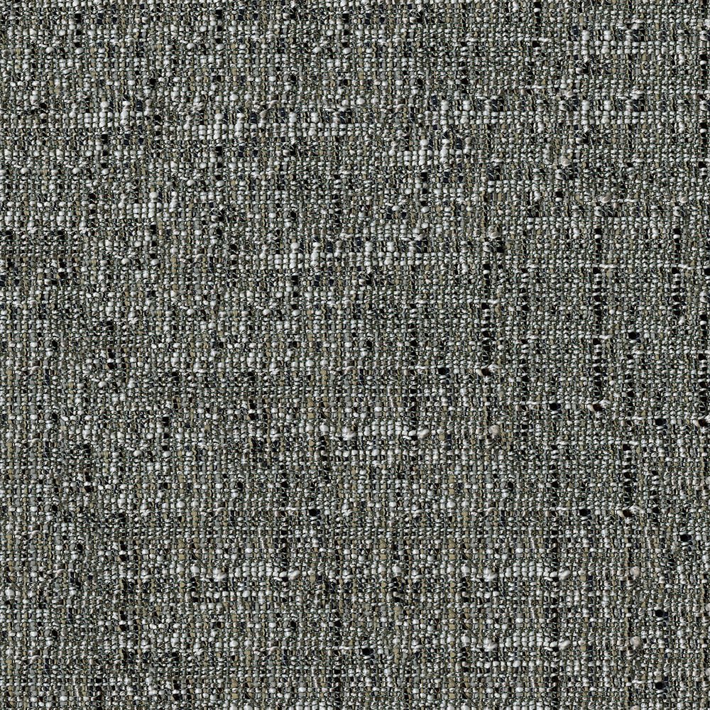 Close-up texture of a commercial upholstery fabric with a grey-green color pattern.