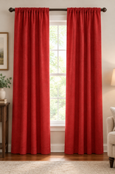 Marlot wine rod pocket curtain panel with 4-inch pocket and 3-inch hem