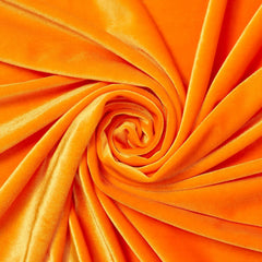 Stretch Velvet Fabric—Orange—90% Polyester, 10% Spandex—Available by the Yard—Width 58/60"—Shipped Across the USA.