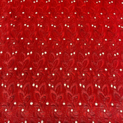 Premium Betancourt— Red Color—Eyelet Embroidery Material—100% Polyester—(58/59 Inch) Wide—Sold by the Yard