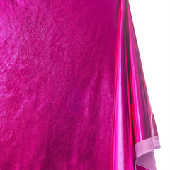 Composition: 95% Polyester, 5% Spandex Material—Fuchsia Color—Stretch Tissue Lamé Knit — 58 Inches Wide— Sold by the Yard.