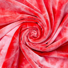 Close-up of red velvet fabric in a swirl pattern | Beautiful windows Elgin
