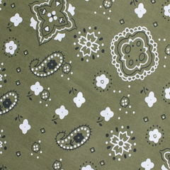 Medium-Weight Cotton Material—Print Bandana— Cotton Broadcloth— Olive Green Color—100% Cotton—Multi-Purpose—Available for Nationwide Shipping