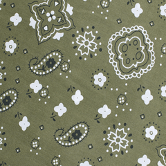 Olive Green Bandana Print Cotton Broadcloth Fabric | Medium Weight