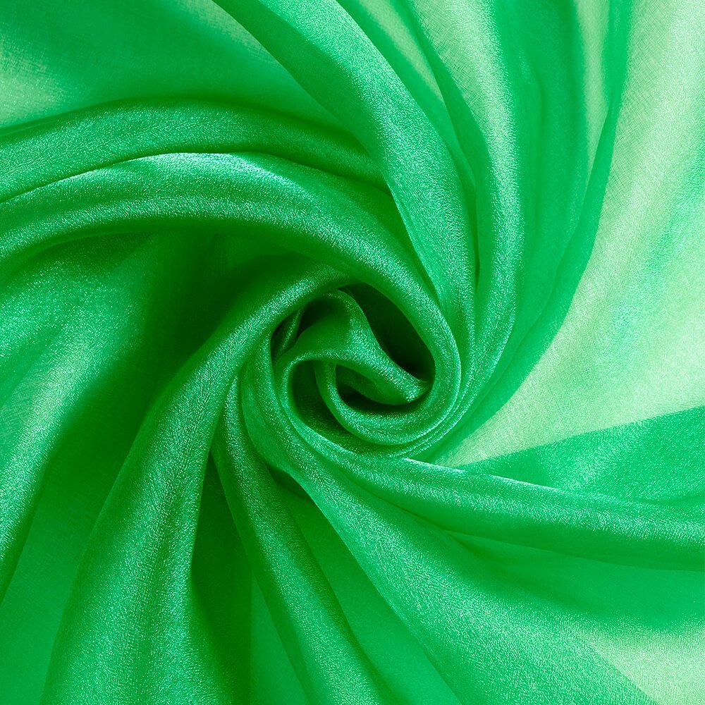 Kelly green organza fabric for weddings and décor |sold by BeautifulWindowsElgin.com