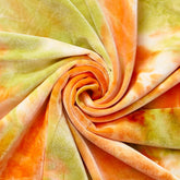 Green-Orange — Stretch Velvet Material—90% Polyester, 10% Spandex— Sold by the Yard— 58/60 inches