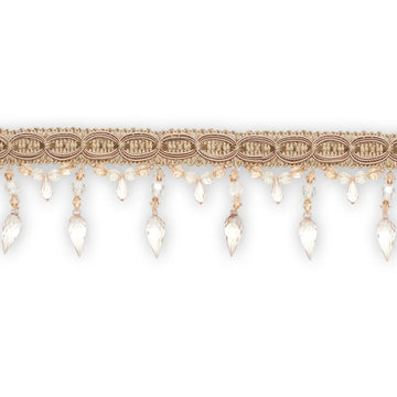 Chaton Tassel Fringe—Ribbon 1"Inches—Champagne —Length 1.25 Inches—Width: 4.5 inche—Sold by the Yard—Sold by the Yard — Nationwide Shipping Available