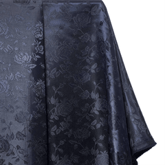 Navy blue rose jacquard satin fabric by the yard| Order online at BeautifulWindowsElgin.com