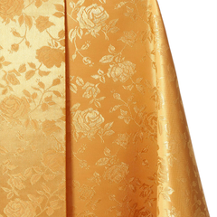 “Regal Gilded Jacquard Satin Fabric — Gold Rose, 58″ Wide, Sold by Yard”