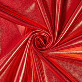 Metallic Red—Stretch Lamé on Interlock Knit Material—95% Polyester and 5% Spandex—57/58 Inches Wide— Sold by the Yard