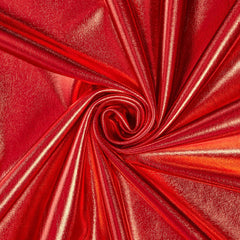 Metallic Red—Stretch Lamé on Interlock Knit Material—95% Polyester and 5% Spandex—57/58 Inches Wide— Sold by the Yard