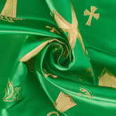 Premium-Quality—Kelly Green/Gold—Pastoral Brocade Fabric—58"Inche Wide—Multi-Purpose—Available by the yard—Nationwide Shipping