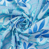 Symone Embroidered—Blue Fabric—Floral Leaf Voile Lace—100% Cotton—Multi-Purpose—Sold by The Yard—54"Wide