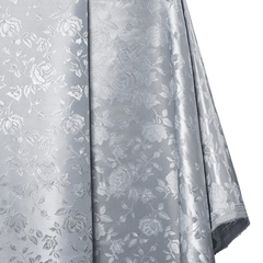 Gray fabric with floral pattern on a white background |Tudor jacquard polyester satin fabric