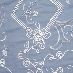 Grey floral embroidered georgette fabric, polyester blend”