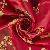 Ecclesiastical Religious—Robe Fabric—Burgundy Gold—Cross Brocade—58"Inche Wide —Availableby the Yard— Nationwide Shipping
