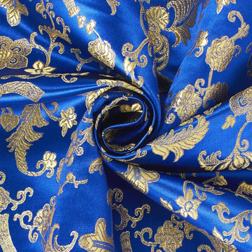 Royal & Blue Gold Church Brocade Material-60 Inches Wide- 100% Polyester-Sold By The Yard)