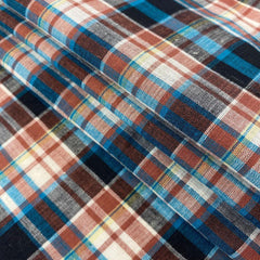 Southern Style Plaid—Multi-Color Red| Blues| White Tones— Madras Cotton Fabric—(58/59 Inch) Wide—Sold by the Yard—Multi-Purpose—Available for Nationwide Shipping