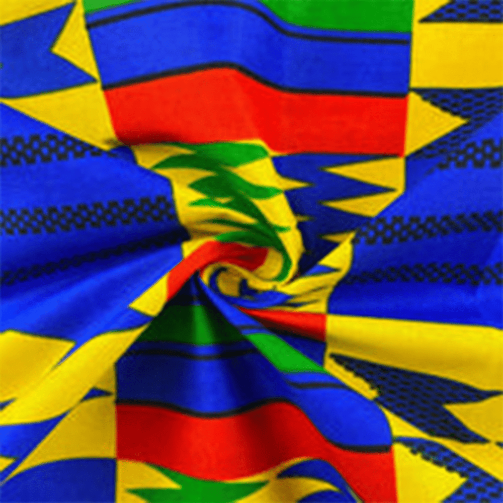 Multi-color blue-Kante African Print Cotton By Beautiful windows Elgin