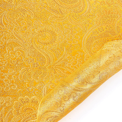 Riverside Woven Plain—Gold and Gold Hue—Paisley Brocade Fabric