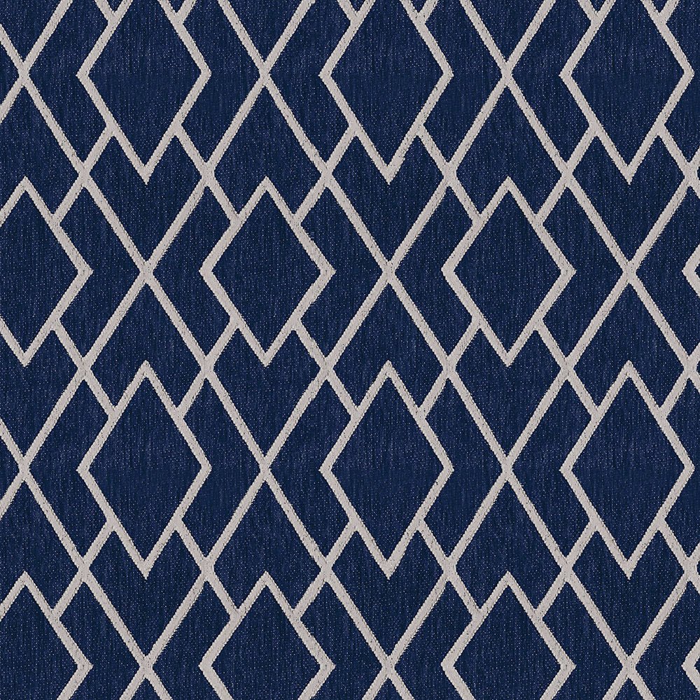 Navy white lattice polyester décor fabric by the yard beautifulwindowselgin.com