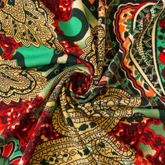 Gia Paisley—Multi Color Green Hue—Sold By The Yard—Width 60/61 Inches—Available for Nationwide Shipping