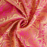 Paisley Fabric—Pink Gold Color—Composition: 35% Polyester, 38% Nylon, 27% Metallic—58" Inches Wide—Available by the Yard.