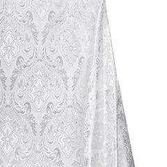 White lace fabric with floral pattern on a white background| Beautiful Windows Elgin