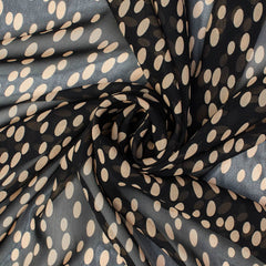 Spotted Printed Silk Chiffon—Multi Color Black Color—Sold By The Yard—Width 60/61 Inches—Available for Nationwide Shipping