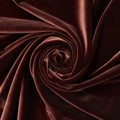Espresso Brown Glow—Stretch Velvet Fabric—— 90% Polyester, 10% Spandex— 60/61 Inches—20% Vertical