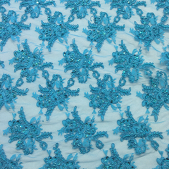 French Queen Turquoise Fabric—High-Quality Material—Sold by the Yard