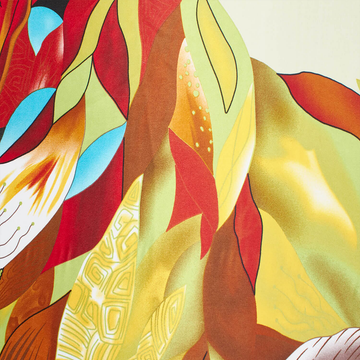 LEAF W/ GEOMETRIC SHAPES ON PRINTED MATERIAL
