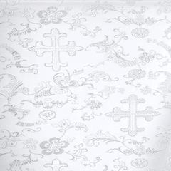 Polyester Blend Fabric-White Silver Color–Brocade by the Yard