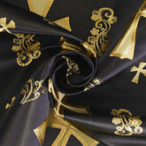 Black fabric with gold embroidery patterns | Sold by Beautiful Windows Elgin