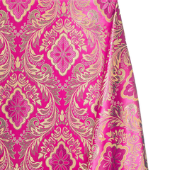 Fuchsia Gold Floral Metallic Brocade Fabric – Elegant Damask