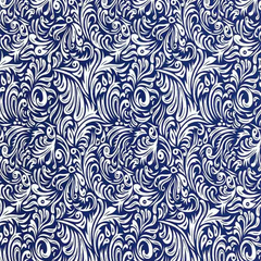 Ella Royal Blue Printed—90%-Polyester 10% Spandex Fabric—Available by the Yard—Nationwide Shipping