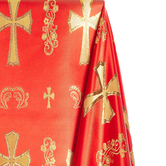 Clerical Robe—Red & Gold—Metallic Brocade Fabric—58" Wide—Multi-Purpose—Sold by the Yard—Nationwide Shipping