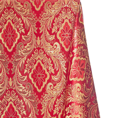 Damask Burgundy Gold Floral Brocade Fabric—Sold by the Yard