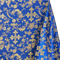 Royal & Blue Gold Church Brocade Material-60 Inches Wide