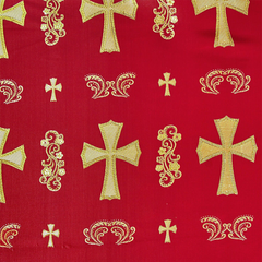 Ecclesiastical Religious—Robe Fabric—Burgundy  Gold—Cross Brocade—58"Inche Wide —Availableby the Yard— Nationwide Shipping
