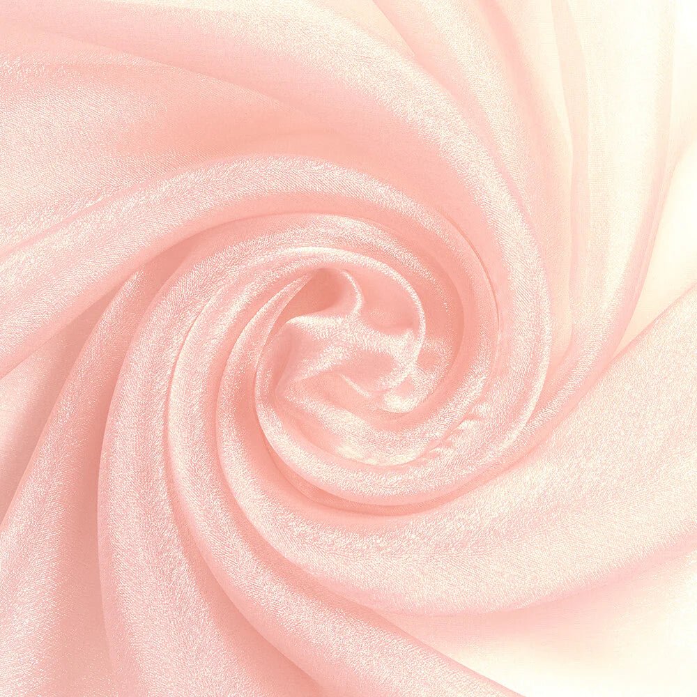 Rose pink organza fabric by the yard with sheer texture| sold by BeautifulWindowsElgin.com