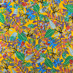 Passion Leaf Print Cotton Poplin Fabric