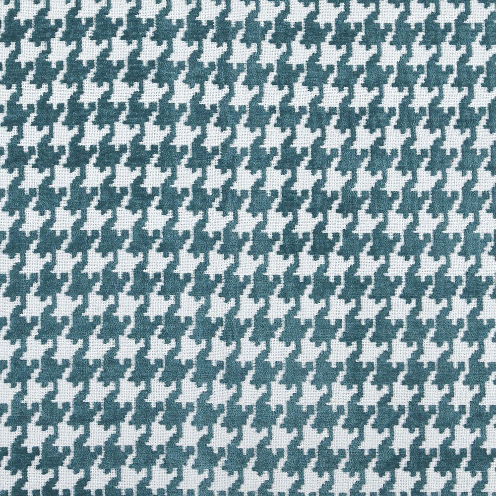 A close-up view of a blue houndstooth fabric pattern| Beautiful Windows Elgin