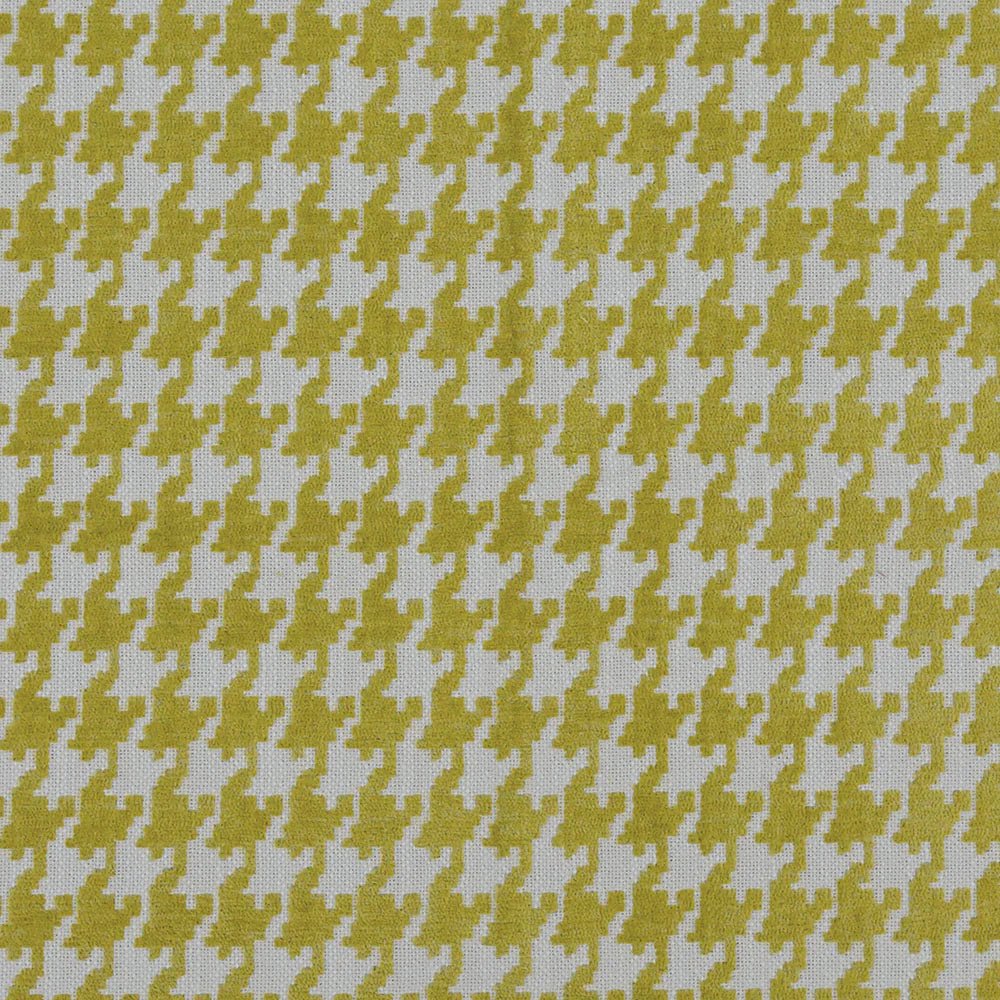 Bisque chartreuse, yellow houndstooth fabric | Order at beautifulwindowselgin.com