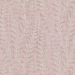 Striking leaf motif in rose pink suitable for drapery, pillows and light upholstery.